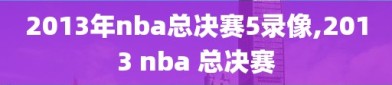 2013年nba总决赛5录像,2013 nba 总决赛