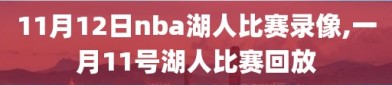 11月12日nba湖人比赛录像,一月11号湖人比赛回放