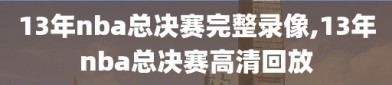 13年nba总决赛完整录像,13年nba总决赛高清回放