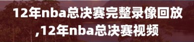12年nba总决赛完整录像回放,12年nba总决赛视频