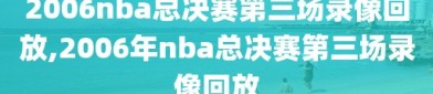 2006nba总决赛第三场录像回放,2006年nba总决赛第三场录像回放