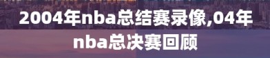 2004年nba总结赛录像,04年nba总决赛回顾