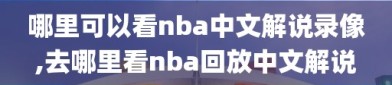 哪里可以看nba中文解说录像,去哪里看nba回放中文解说