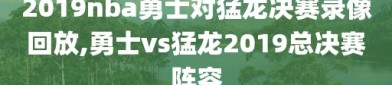 2019nba勇士对猛龙决赛录像回放,勇士vs猛龙2019总决赛阵容