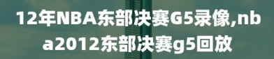 12年NBA东部决赛G5录像,nba2012东部决赛g5回放