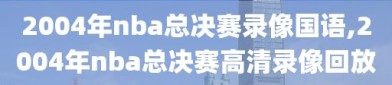 2004年nba总决赛录像国语,2004年nba总决赛高清录像回放