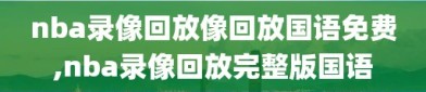 nba录像回放像回放国语免费,nba录像回放完整版国语