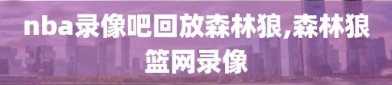 nba录像吧回放森林狼,森林狼篮网录像