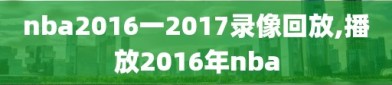 nba2016一2017录像回放,播放2016年nba