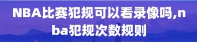 NBA比赛犯规可以看录像吗,nba犯规次数规则