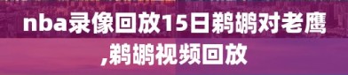 nba录像回放15日鹈鹕对老鹰,鹈鹕视频回放