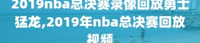 2019nba总决赛录像回放勇士猛龙,2019年nba总决赛回放视频