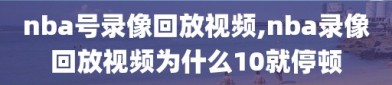 nba号录像回放视频,nba录像回放视频为什么10就停顿