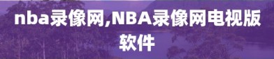 nba录像网,NBA录像网电视版软件