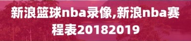 新浪篮球nba录像,新浪nba赛程表20182019