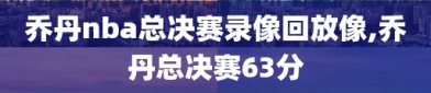 乔丹nba总决赛录像回放像,乔丹总决赛63分