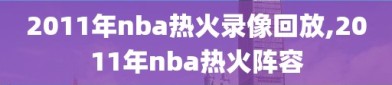 2011年nba热火录像回放,2011年nba热火阵容