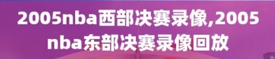 2005nba西部决赛录像,2005nba东部决赛录像回放