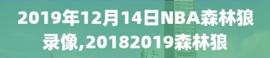 2019年12月14日NBA森林狼录像,20182019森林狼