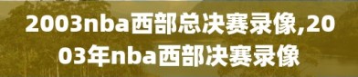 2003nba西部总决赛录像,2003年nba西部决赛录像