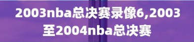 2003nba总决赛录像6,2003至2004nba总决赛