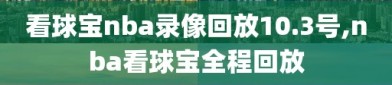 看球宝nba录像回放10.3号,nba看球宝全程回放