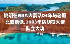 姚明在NBA火箭队04年与老鹰比赛录像,2003年姚明在火箭队立大功