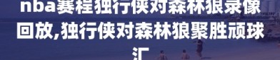 nba赛程独行侠对森林狼录像回放,独行侠对森林狼聚胜顽球汇