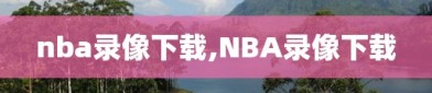 nba录像下载,NBA录像下载