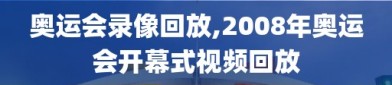 奥运会录像回放,2008年奥运会开幕式视频回放