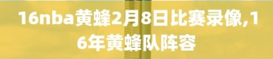 16nba黄蜂2月8日比赛录像,16年黄蜂队阵容