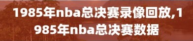 1985年nba总决赛录像回放,1985年nba总决赛数据