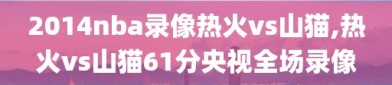 2014nba录像热火vs山猫,热火vs山猫61分央视全场录像