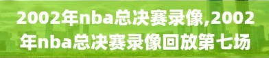 2002年nba总决赛录像,2002年nba总决赛录像回放第七场