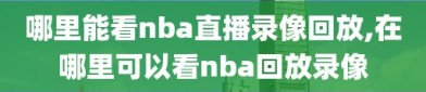 哪里能看nba直播录像回放,在哪里可以看nba回放录像