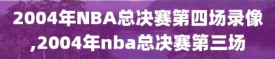 2004年NBA总决赛第四场录像,2004年nba总决赛第三场