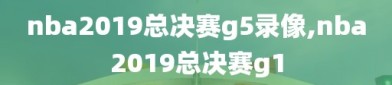 nba2019总决赛g5录像,nba2019总决赛g1