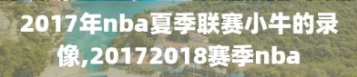 2017年nba夏季联赛小牛的录像,20172018赛季nba