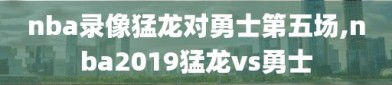 nba录像猛龙对勇士第五场,nba2019猛龙vs勇士