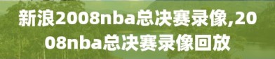 新浪2008nba总决赛录像,2008nba总决赛录像回放