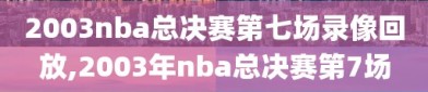 2003nba总决赛第七场录像回放,2003年nba总决赛第7场