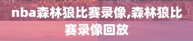 nba森林狼比赛录像,森林狼比赛录像回放