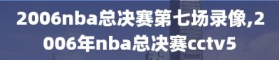 2006nba总决赛第七场录像,2006年nba总决赛cctv5