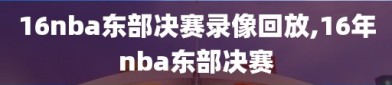 16nba东部决赛录像回放,16年nba东部决赛