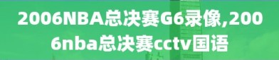 2006NBA总决赛G6录像,2006nba总决赛cctv国语