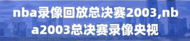 nba录像回放总决赛2003,nba2003总决赛录像央视