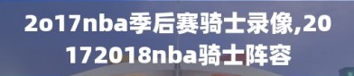 2o17nba季后赛骑士录像,20172018nba骑士阵容