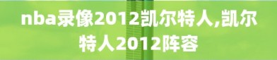 nba录像2012凯尔特人,凯尔特人2012阵容