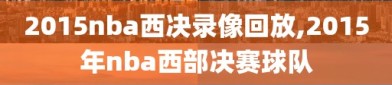 2015nba西决录像回放,2015年nba西部决赛球队