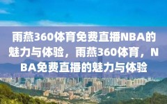 雨燕360体育免费直播NBA的魅力与体验，雨燕360体育，NBA免费直播的魅力与体验